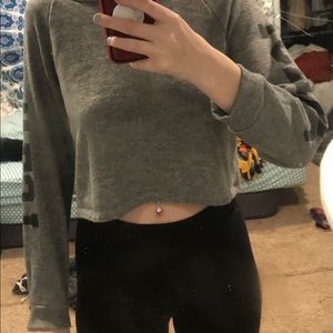 Grey crop top hoodie